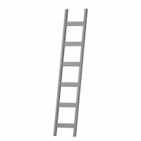 Escada de madeira maciça na cor cinza / Coleção Biblioteca